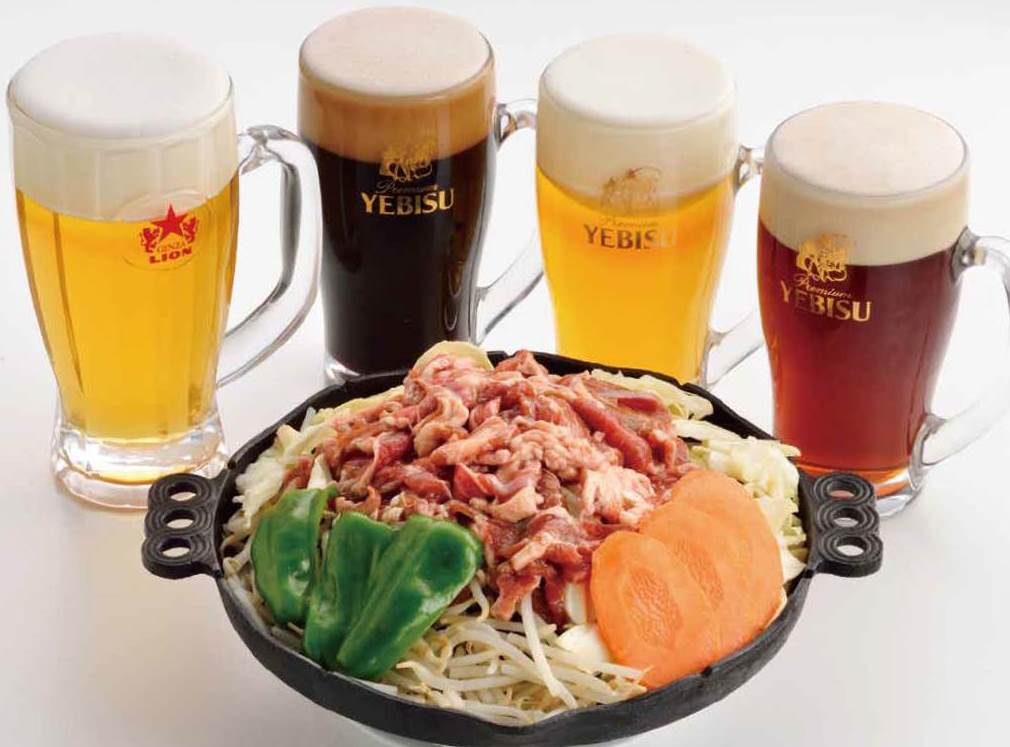 特製味付けラムジンギスカンと生ビール